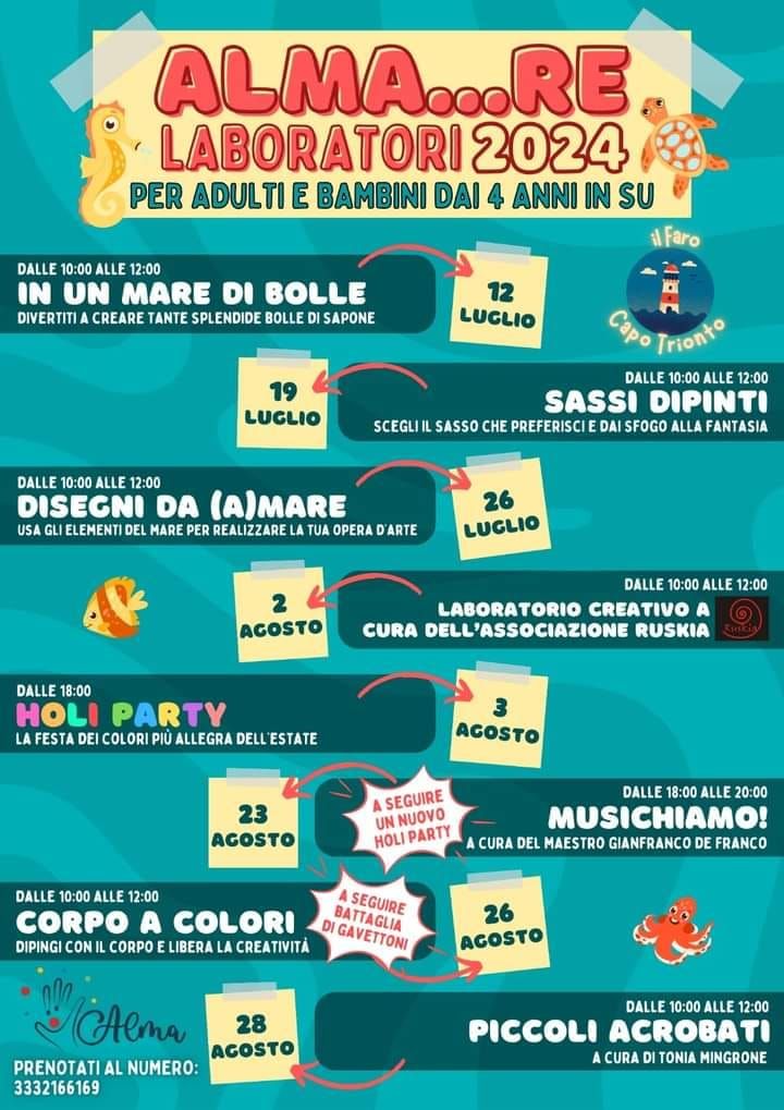 Eventi - Laboratori Associazione Alma - Estate 2024